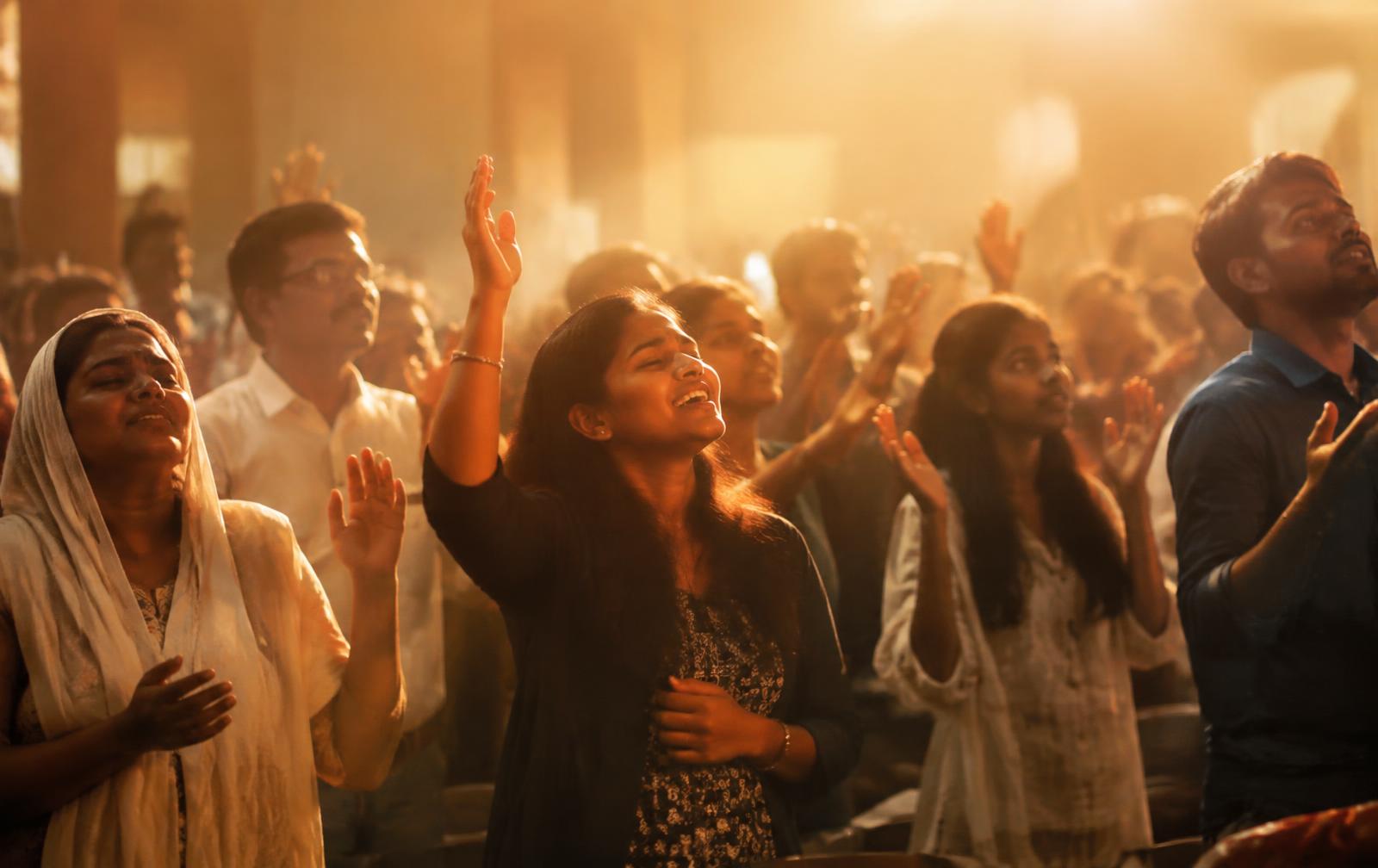 Congregation worshipping at Agape Family Centre